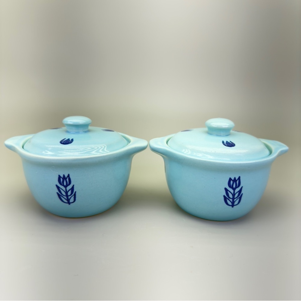 Vintage Cronin Blue Tulip Mini Casseroles